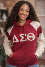 CRIMSON AND CREAM T-SHIRT HOODIE - Image 2
